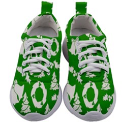 Green  Background Card Christmas  Kids Athletic Shoes by artworkshop