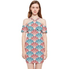Seamless-patter-peacock Shoulder Frill Bodycon Summer Dress by nateshop