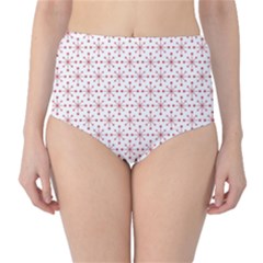 Pattern Christmas Pattern Red Stars Classic High-waist Bikini Bottoms by Sapixe