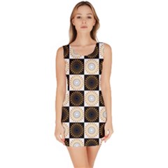 Illustration Checkered Pattern Decoration Bodycon Dress