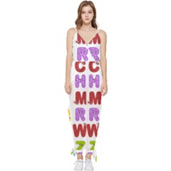 Vectors Alphabet Eyes Letters Funny Sleeveless Tie Ankle Chiffon Jumpsuit by Sapixe