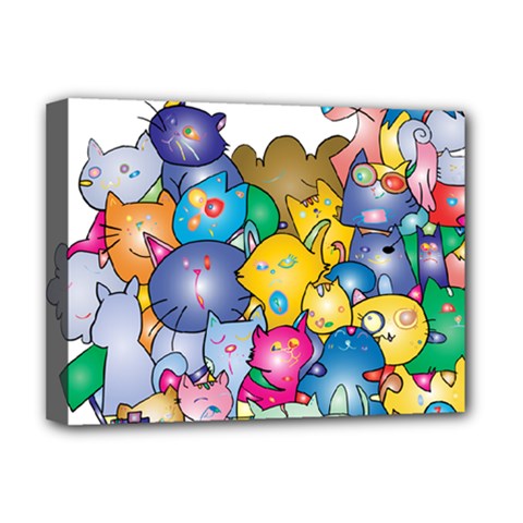 Cats Cartoon Cats Colorfulcats Deluxe Canvas 16  X 12  (stretched)  by Sapixe