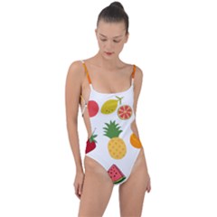 Fruits Cartoon Tie Strap One Piece Swimsuit by Sapixe
