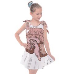 Cerebrum Human Structure Cartoon Human Brain Kids  Tie Up Tunic Dress by Sapixe
