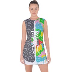 Clip Art Brain Halves Lace Up Front Bodycon Dress by Sapixe