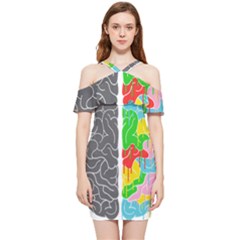 Clip Art Brain Halves Shoulder Frill Bodycon Summer Dress by Sapixe