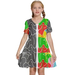 Clip Art Brain Halves Kids  Short Sleeve Tiered Mini Dress