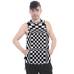 Black And White Chess Checkered Spatial 3d Men s Sleeveless Hoodie by Sapixe