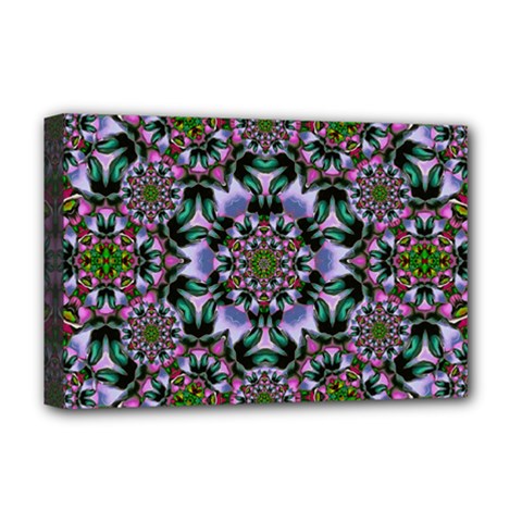 Tropical Blooming Forest With Decorative Flowers Mandala Deluxe Canvas 18  X 12  (stretched) by pepitasart