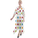 Polka-dots Quarter Sleeve Wrap Front Maxi Dress View1