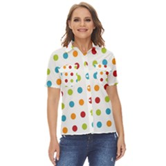 Polka-dots Women s Short Sleeve Double Pocket Shirt