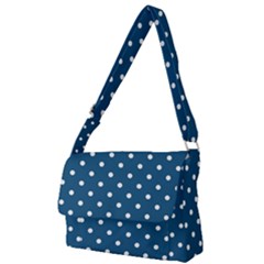 Polka-dots-blue White Full Print Messenger Bag (l) by nateshop