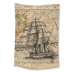 Ship Map Navigation Vintage Large Tapestry