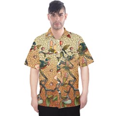 Flower Cubism Mosaic Vintage Men s Hawaii Shirt