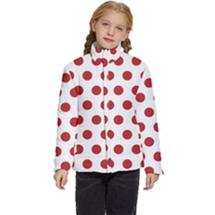 Polka-dots-white Red Kids  Puffer Bubble Jacket Coat by nateshop