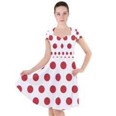 Polka-dots-white Red Cap Sleeve Midi Dress by nateshop