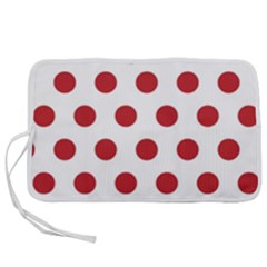 Polka-dots-white Red Pen Storage Case (m) by nateshop