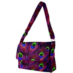 Peacock-feathers Full Print Messenger Bag (l) by nateshop