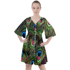 Peacock-army Boho Button Up Dress by nateshop