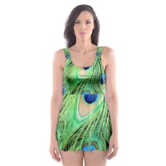 Peacock-green Skater Dress Swimsuit by nateshop