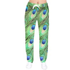 Peacock-green Women Velvet Drawstring Pants by nateshop
