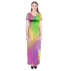 Abstract-calarfull Short Sleeve Maxi Dress by nateshop