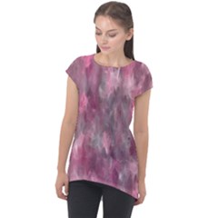 Abstract-pink Cap Sleeve High Low Top by nateshop
