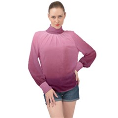 Background-pink High Neck Long Sleeve Chiffon Top by nateshop