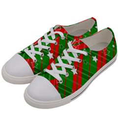 Background-green Red Star Men s Low Top Canvas Sneakers by nateshop