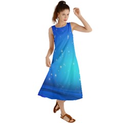 Background-blue Star Summer Maxi Dress by nateshop