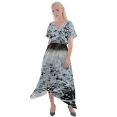  Rain Drops Water Liquid  Cross Front Sharkbite Hem Maxi Dress by artworkshop