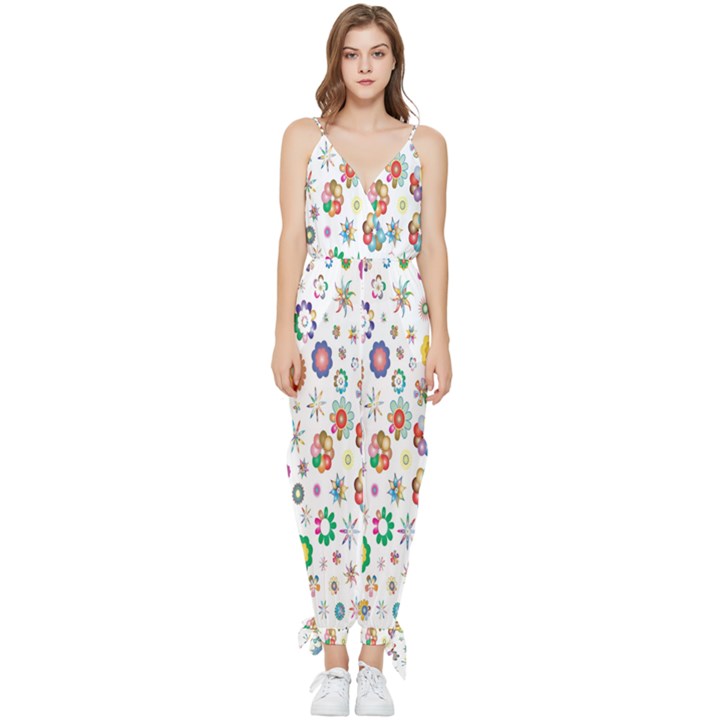  Background Chromatic Colorful Sleeveless Tie Ankle Chiffon Jumpsuit
