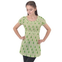 Christmas Wrapping Paper  Puff Sleeve Tunic Top by artworkshop