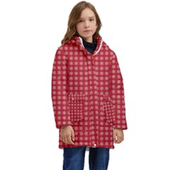 Christmas Paper Wrapping  Kid s Hooded Longline Puffer Jacket by artworkshop