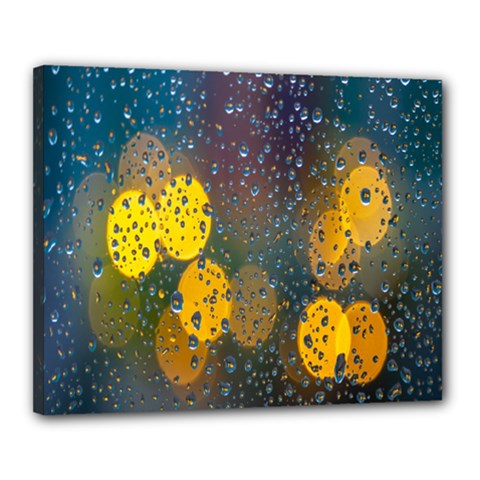 Bokeh Raindrops Window  Canvas 20  X 16  (stretched) by artworkshop