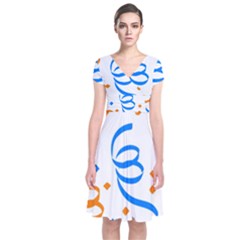 Confetti Short Sleeve Front Wrap Dress by nateshop