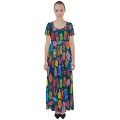 Presents-gift High Waist Short Sleeve Maxi Dress by nateshop