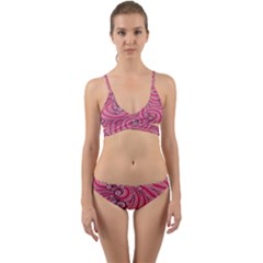 Pattern-dsign Wrap Around Bikini Set
