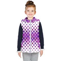 Pattern-box Purple White Kids  Hooded Puffer Vest