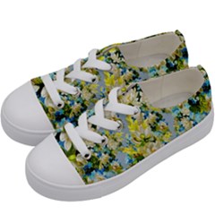 Background-flower White Kids  Low Top Canvas Sneakers by nateshop
