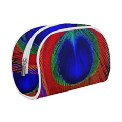 Red Peacock Plumage Fearher Bird Pattern Make Up Case (small)