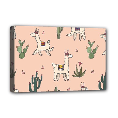 Llamas Pattern Deluxe Canvas 18  X 12  (stretched) by Jancukart