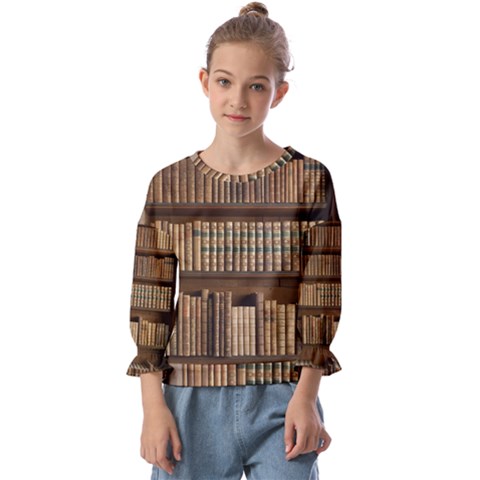 Books Bookcase Old Books Historical Kids  Cuff Sleeve Top by Amaryn4rt