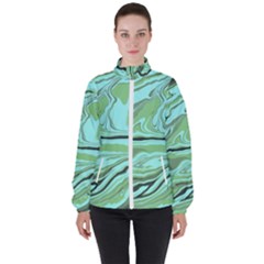 Waves Marbled Abstract Background Women s High Neck Windbreaker by Amaryn4rt