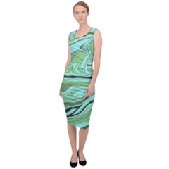 Waves Marbled Abstract Background Sleeveless Pencil Dress by Amaryn4rt