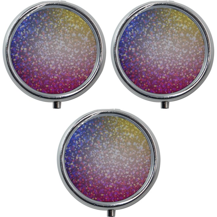 Glitter Particles Pattern Abstract Mini Round Pill Box (Pack of 3)