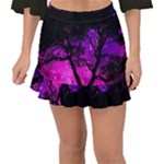 Tree Men Space Universe Surreal Fishtail Mini Chiffon Skirt