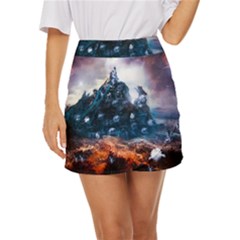 Artificial Intelligence Surreal Mini Front Wrap Skirt