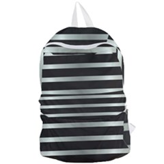 Black Silver Background Pattern Stripes Foldable Lightweight Backpack by Amaryn4rt