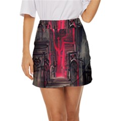 Stranger Things Fantasy Dark  Red Mini Front Wrap Skirt